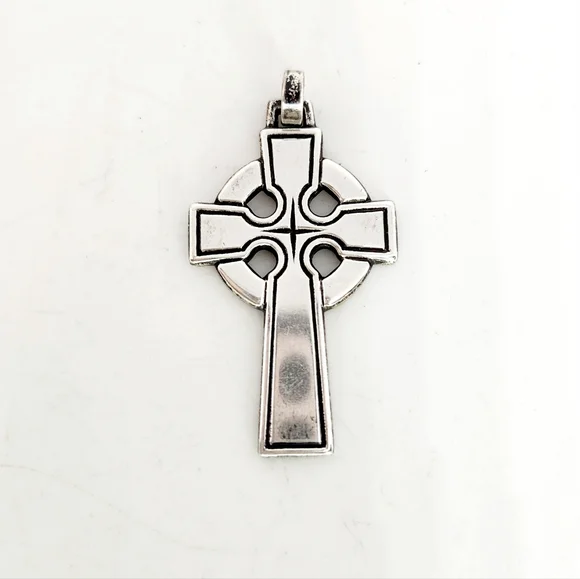Retired James Avery Large Sterling Celtic Cross Pendant w North Star Center
